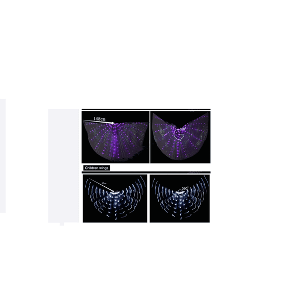 Aripi de dans fluture DacEnergy©, pentru spectacol, cu Led, stralucitoare, buton on/of, 300x145 cm, alb - 4- Roveli