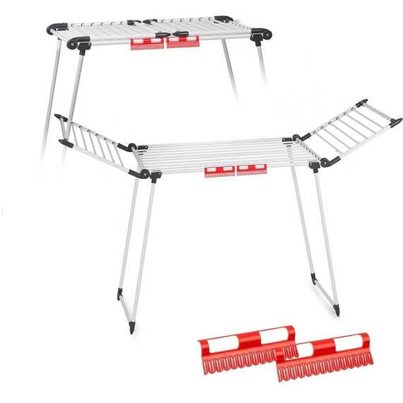 Uscator de rufe DacEnergy©, metalic, pliabil, picioare antiderapante, 174x108x61 cm, alb - 3- Roveli