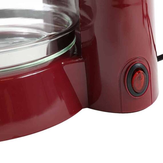 Cafetiera, 900 W, 1.25 l, capacitate 10 cesti, functie de mentinere la cald, anti-picurare, oprire automata, rosu si negru - 3- Roveli