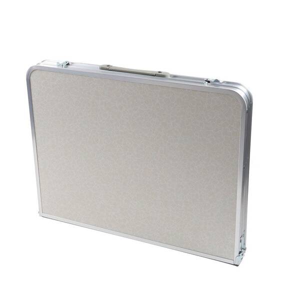 ​Masa plianta DacEnergy©, fabricat din aluminiu, blatul din MDF, dreptunghiulara, pentru 4 persoane, inaltimea ajustata, 90 x 60 x 40 / 70 cm, gri si alb - 3- Roveli
