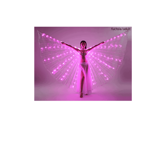 Aripi de dans fluture DacEnergy©, pentru spectacol, cu Led, stralucitoare, 360 de grade, model simplu, 300 cm, fucsia - - Roveli