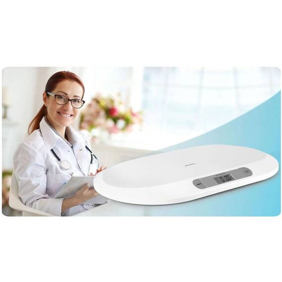 Cantar electronic pentru copii , structura stabila, forma ergonomica, ecran LCD mare, cu baterii, alb - 6- Roveli
