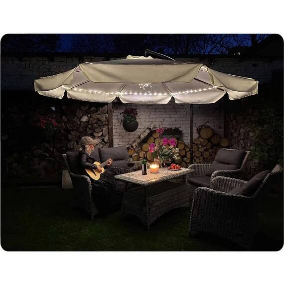 Umbrela de soare pentru exterior, realizata din poliester 180g/m2, baza si cadrul din otel, pliabila, 6 segmente, diametru 350 cm, practica, verde - 10- Roveli