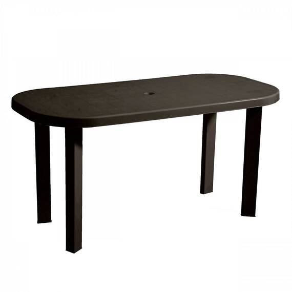Masa ovala de gradina DacEnergy©, material plastic, dimensiuni 140 x 70 x 70 cm, culoare maro - - Roveli