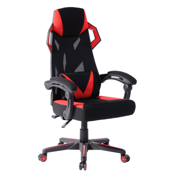 Scaun gaming DacEnergy, rotativ, regabil pe inaltime, tapitat din PVC, culoare negru/rosu - - Roveli