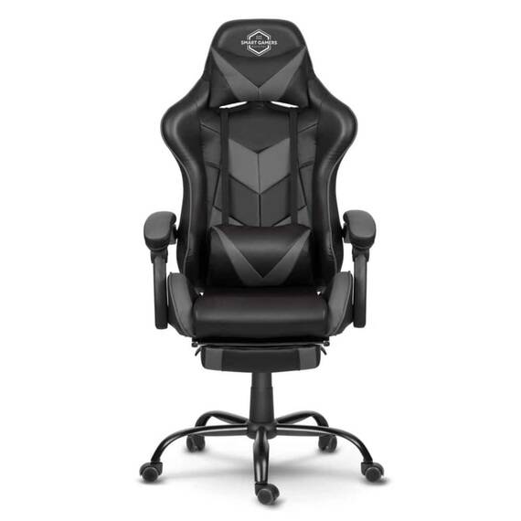 Scaun gaming DacEnergy©, suport lombar perfect, cotiere moi, suport pentru picioare reglabil, inaltime reglabila, roti de cauciuc, negru si gri - 6- Roveli