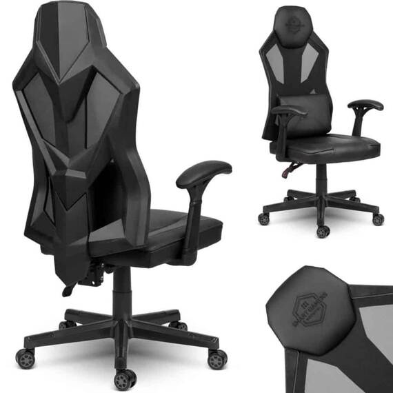 Scaun gaming DacEnergy©, husa din piele ecologica, baza cu cinci picioare, roti cauciucate, mecanism multi-bloc, reglarea inaltimii, negru - 3- Roveli