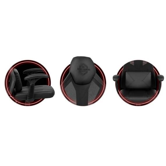 Scaun gaming DacEnergy©, husa din piele ecologica, baza cu cinci picioare, roti cauciucate, mecanism multi-bloc, reglarea inaltimii, negru - 6- Roveli