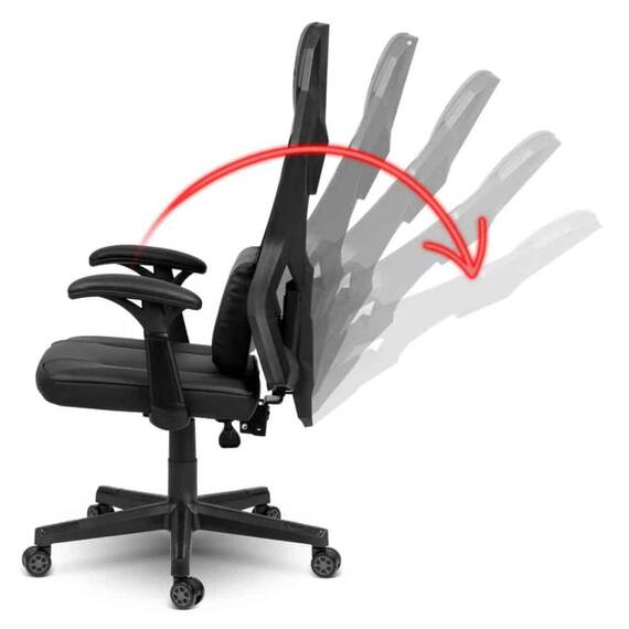 Scaun gaming DacEnergy©, husa din piele ecologica, baza cu cinci picioare, roti cauciucate, mecanism multi-bloc, reglarea inaltimii, negru - 7- Roveli