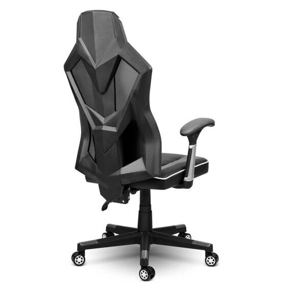 Scaun gaming DacEnergy©, husa din piele ecologica, baza cu cinci picioare, roti cauciucate, mecanism multi-bloc, reglarea inaltimii, alb si negru - 2- Roveli