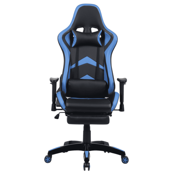 Scaun gaming DacEnergy©, rotativ, regabil pe inaltime, rotatie 360°, tapitat din PVC, culoare negru/albastru - 2- Roveli