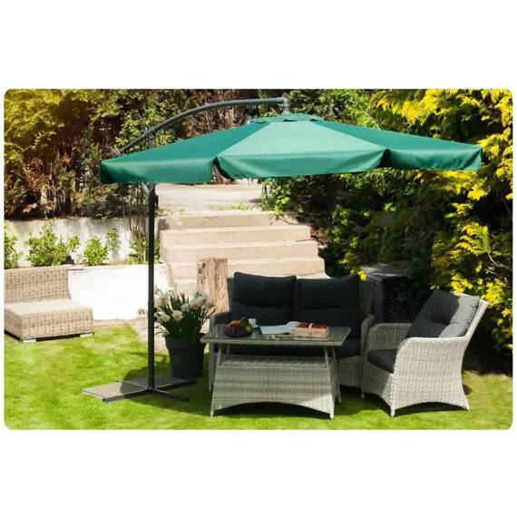 Umbrela de soare pentru exterior, realizata din poliester 180g/m2, baza si cadrul din otel, pliabila, 6 segmente, diametru 350 cm, practica, verde - 3- Roveli