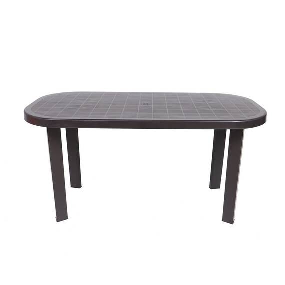 Masa ovala de gradina DacEnergy©, material plastic, dimensiuni 140 x 70 x 70 cm, culoare maro - 3- Roveli