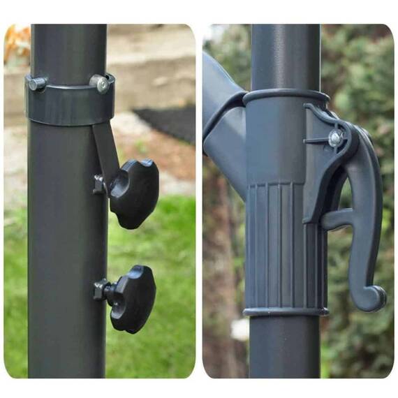 Umbrela de soare pentru exterior, realizata din poliester 180g/m2, baza si cadrul din otel, pliabila, 6 segmente, diametru 350 cm, practica, verde - 4- Roveli