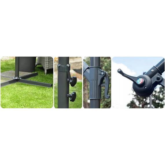 Umbrela de soare pentru exterior, realizata din poliester 180g/m2, baza si cadrul din otel, pliabila, 6 segmente, diametru 350 cm, practica, verde - 5- Roveli