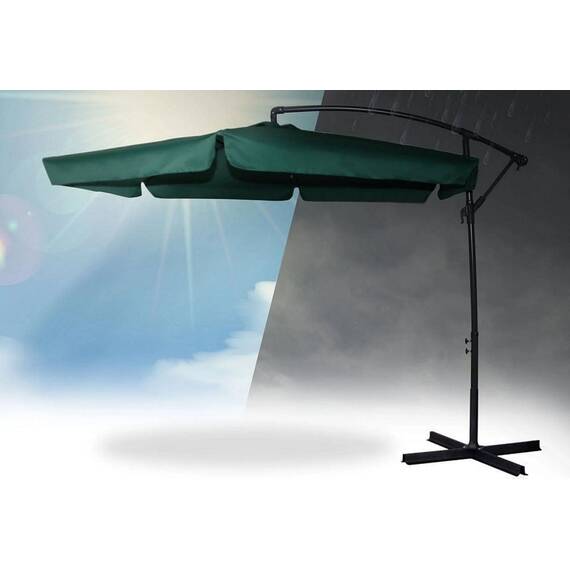 Umbrela de soare pentru exterior, realizata din poliester 180g/m2, baza si cadrul din otel, pliabila, 6 segmente, diametru 350 cm, practica, verde - 9- Roveli
