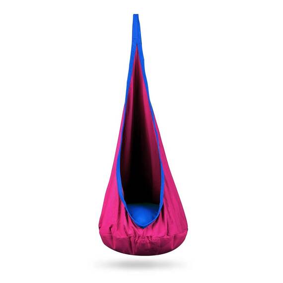 ​Hamac copii Neo-Sport, tip cocon, material rezistent, perna inclusa, 80kg, carlig inclus, roz, 140x55 cm - - Roveli