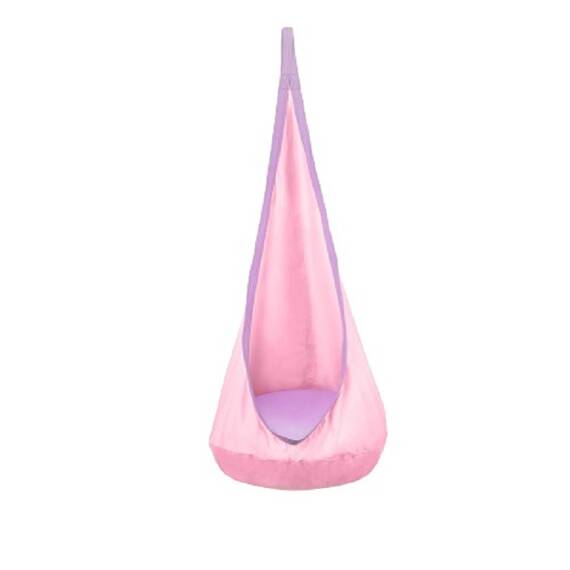 Hamac copii Neo-Sport, tip cocon, material rezistent, perna inclusa, 80kg, carlig inclus, roz deschis, 140x55 cm - - Roveli