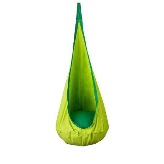 Hamac copii Neo-Sport, tip cocon, material rezistent, perna inclusa, 80kg, carlig inclus, verde, 140x55 cm - - Roveli