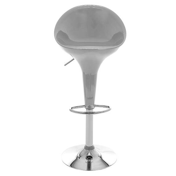 Scaun de bar DacEnergy©, structura din otel cromat, sezut si spatar din plastic, reglabil pe inaltime, rotativ, 100 cm, argintiu - - Roveli
