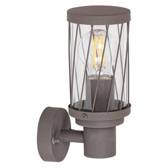 Aplica pentru exterior Rabalux, confectionat din metal, abajur din plastic, transparent, cu varful in sus, sursa cu dulie E27, IP44, culoare maro - - Roveli