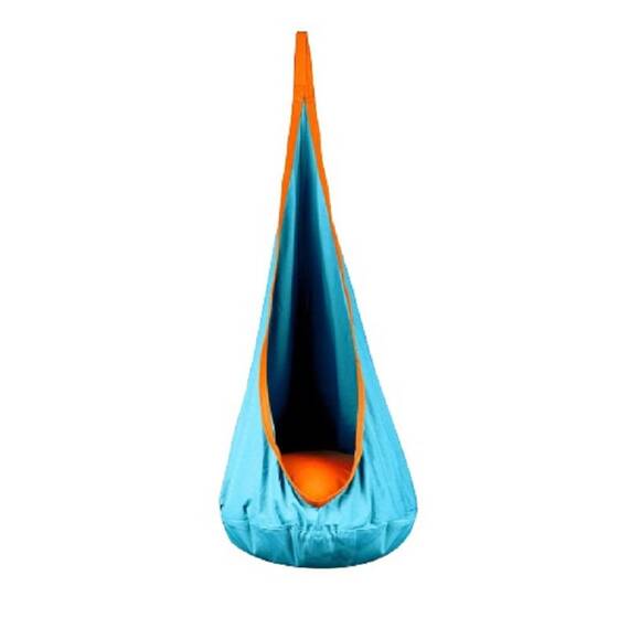Hamac copii Neo-Sport, tip cocon, material rezistent, perna inclusa, 80kg, carlig inclus, turcoaz, 140x55 cm - - Roveli