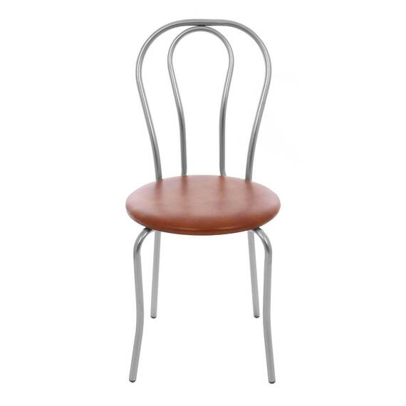 Scaun DacEnergy©, fix, dimensiune 88.5x40x48 cm, structura din metal, tapiterie din imitatie piele, culoare cognac - 2- Roveli