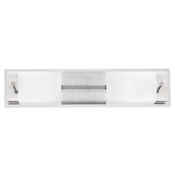 Aplica pentru baie Rabalux,  structura metalica si abajur din sticla, cu ornament din metal cromat, 2 surse cu soclu E14, 40W, 380x90 mm - 2- Roveli