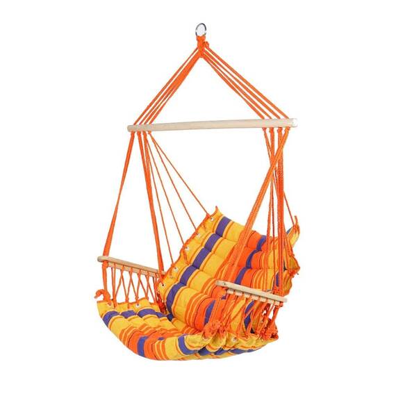 Hamac DacEnergy©, confectionat din bumbac si poliester, brate din lemn, tip scaun, 90 x 65 cm, multicolor - 2- Roveli