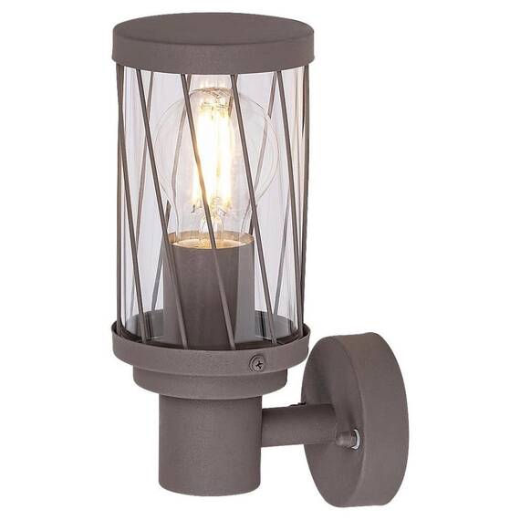 Aplica pentru exterior Rabalux, confectionat din metal, abajur din plastic, transparent, cu varful in sus, sursa cu dulie E27, IP44, culoare maro - 2- Roveli