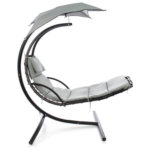​Balansoar gradina, tip fotoliu DacEnergy©, dimensiuni 140 x 190 x 202 cm, structura metal/otel, culoare gri - 2- Roveli