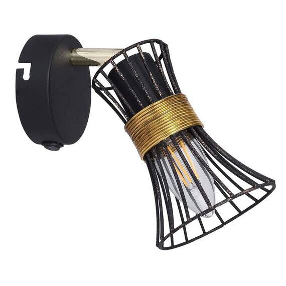 Aplica Globo, realizata din metal, soclu E14 ,40W, cu intrerupator, 90 x 155 mm, culoare negru si auriu - 2- Roveli