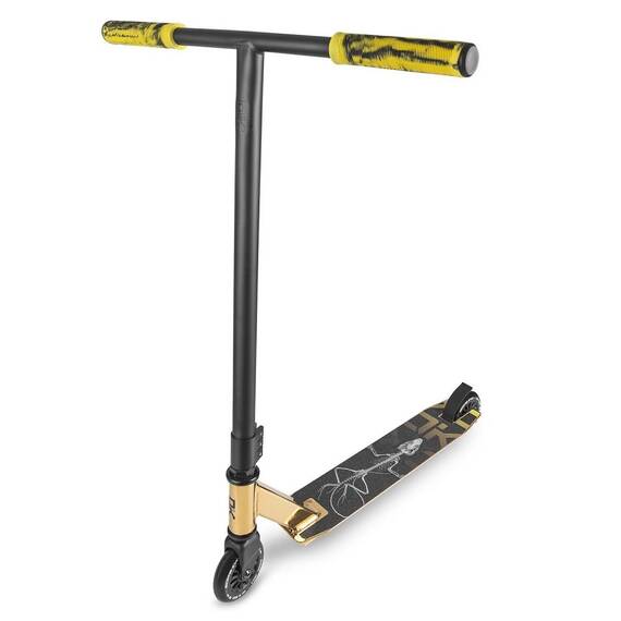 Trotineta cascadorie , din otel, maner cauciuc tpr, roti de 100mm, 83x66 cm, gold - - Roveli