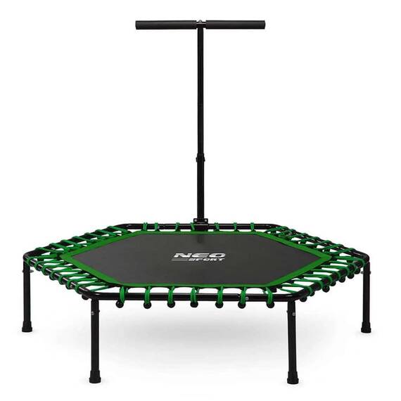 Trambulina fitness, cu maner reglabil, forma hexagonala, structura stabila, 6 picioruse, 127 cm, verde - - Roveli