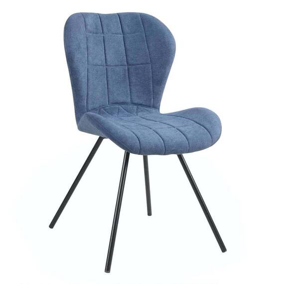 Scaun bucatarie / living DacEnergy©, realizatat din stofa si otel cu finisaj negru, fix, 84x50x58 cm, forma rotunjita, albastru - 3- Roveli