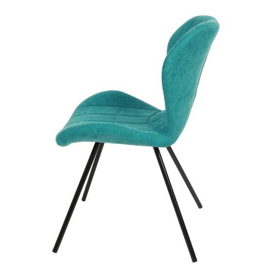 Scaun bucatarie / living DacEnergy©, realizatat din stofa si otel cu finisaj negru, fix, 84x50x58 cm, forma rotunjita, turcoaz - 3- Roveli