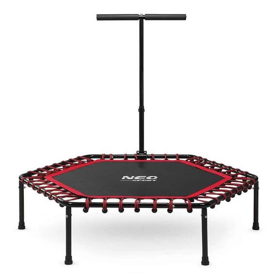 ​Trambulina fitness, cu maner reglabil, forma hexagonala, structura stabila, 6 picioruse, 127 cm, rosu - - Roveli