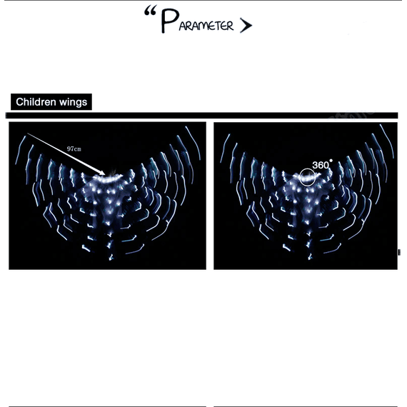 Aripi de dans fluture DacEnergy©, de copii,  pentru spectacol, cu Led, 2 bete extensibile, buton oprire/pornire, 250 x 120 cm, multicolor - 8- Roveli