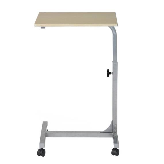 Masa pentru laptop multifunctionala DacEnergy©, cadru metalic gri, blat din MDF acoperit cu PVC crem, 4 roti, reglabila pe inaltime, 48 x 37 x 79 cm - - Roveli
