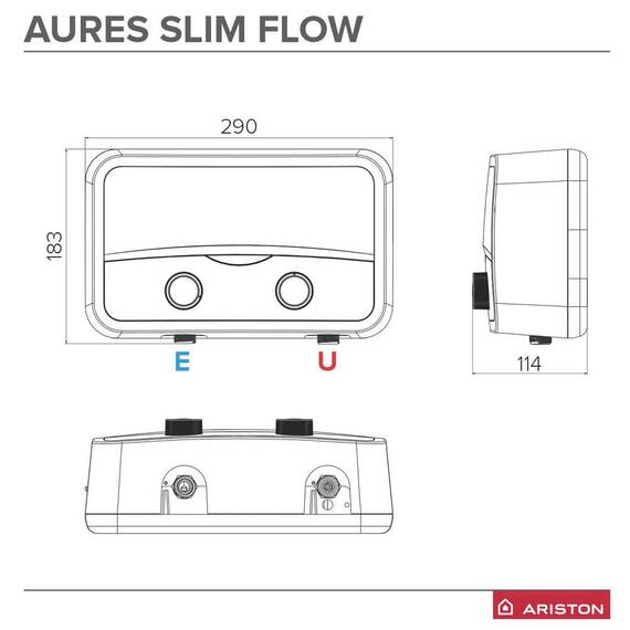 Instant apa calda Ariston, instalare single - point, electric, reglaj manual, presiunea maxima 8 bar, 5.5 kW, grad de protectie IP25, 183x290x114 mm - 4- Roveli