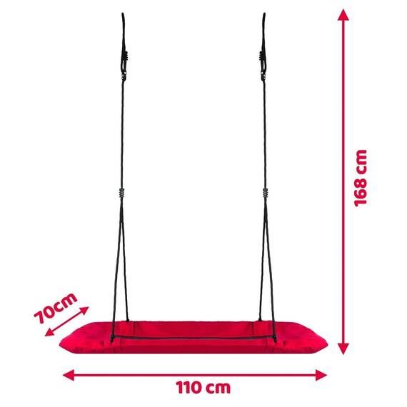 ​Leagan cuib , cadru otel, poliester Oxford acoperit 600D, dreptunghiular, material impermeabil, 110 x 70 cm, rosu - 4- Roveli