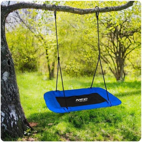 Leagan cuib , cadru otel, poliester Oxford acoperit 600D, dreptunghiular, material impermeabil, 110 x 70 cm, albastru - 4- Roveli