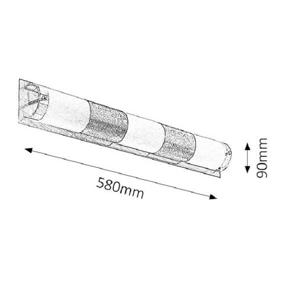 Aplica pentru baie Rabalux,  structura metalica si abajur din sticla, cu ornament din metal cromat, 3 surse cu soclu E14, 40W, 580x90 mm - 4- Roveli