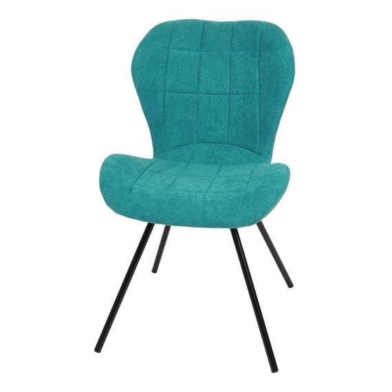Scaun bucatarie / living DacEnergy©, realizatat din stofa si otel cu finisaj negru, fix, 84x50x58 cm, forma rotunjita, turcoaz - 5- Roveli