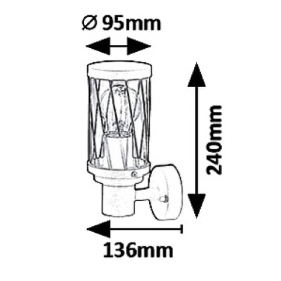 Aplica pentru exterior Rabalux, confectionat din metal, abajur din plastic, transparent, cu varful in sus, sursa cu dulie E27, IP44, culoare maro - 4- Roveli