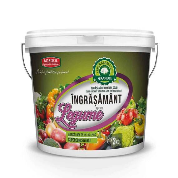 Ingrasamant pentru legume Agrisol, superconcentrat, continut ridicat de P si K, 3 kg, granulat, primavara - - Roveli