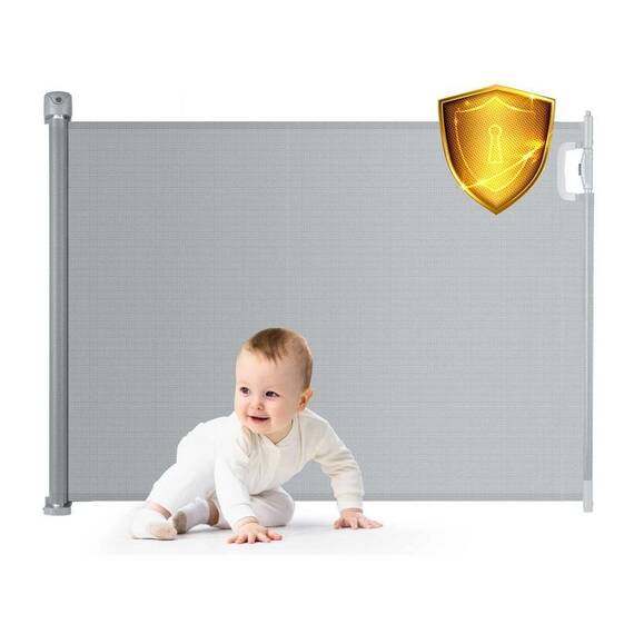 Poarta de siguranta, retactabila pentru scari si usi, realizat din ABS si  PVC, pliere usoara si rapida, lungimea reglabila, 92,5x140 cm, gri - 2- Roveli