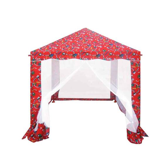 Pavilion gradina pentru copii DacEnergy©, forma patrata, fabricat din otel, confectionat din poliester, cu model vesel, 150 x 150 x 170 cm, rosu - 2- Roveli