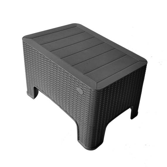 Masuta pentru cafea DacEnergy©, confectionata din polipropilena, aspect de ratan, blat dreptunghiular, fixa,  65 x 45 x 42 cm, gri antracit - 3- Roveli