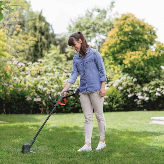 Trimmer pentru gazon, diametru de taiere 23 cm, incarcator si acumulator Li-ion 18 V, 2 Ah - 3- Roveli
